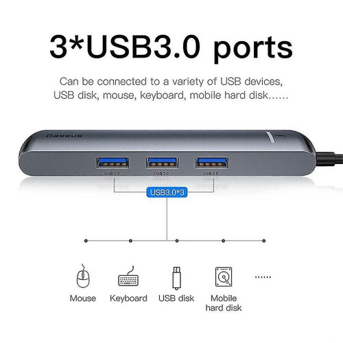 Universal USB C Hub Type C à HDMI RJ45 Ethernet Multi Ports USB 3.0 USB3.0 PD Power Adaptateur pour MacBook Pro