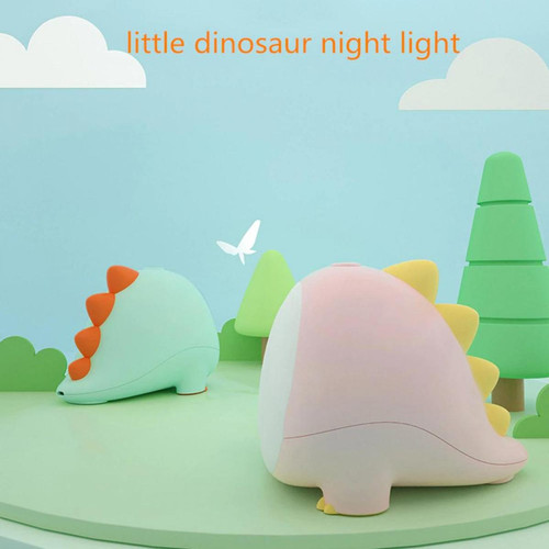 Universal USB rechargeable LED petit dinosaure lumineux créatif dessin animé chronologie lampe de bureau chambre à coucher chevet décoration jouets pour enfants |(Rose)
