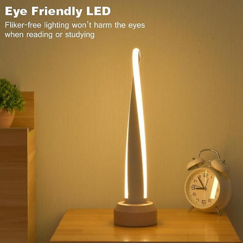 Lampes à poser Veilleuse LED en bois intelligent Lampe de table Table de chevet blanche moderne Chambre Salon Décoration Veilleuse Base en bois (02)