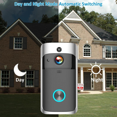 Universal WIFI vidéo sonnette à la porte interphone vidéo sans fil sonnette à la porte police intelligente(Coloré)