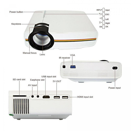 Universal YG400 Upgrade YG410 Mini Projector 1080P 1800 Lumen Portable LCD LED Projector Home Cinema USB HDMI Compatible 3D Projectors |