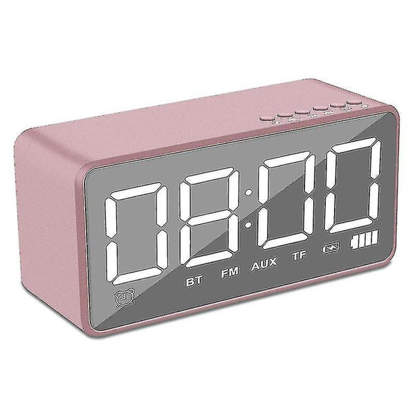 Enceinte PC Universal YYH-Multifonction Mornière d'alarme Miroir LED Digital Desktop Bluetooth Speaker Alarmcard | Subwoofer (Pink)