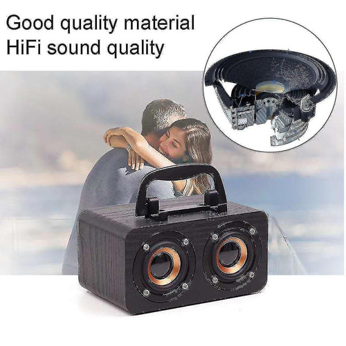 Enceinte PC YYH-Speakers FT-4002 Enceinte Bluetooth sans fil en bois Double conducteur TF Card Stéréo Bass Subwoofer avec
