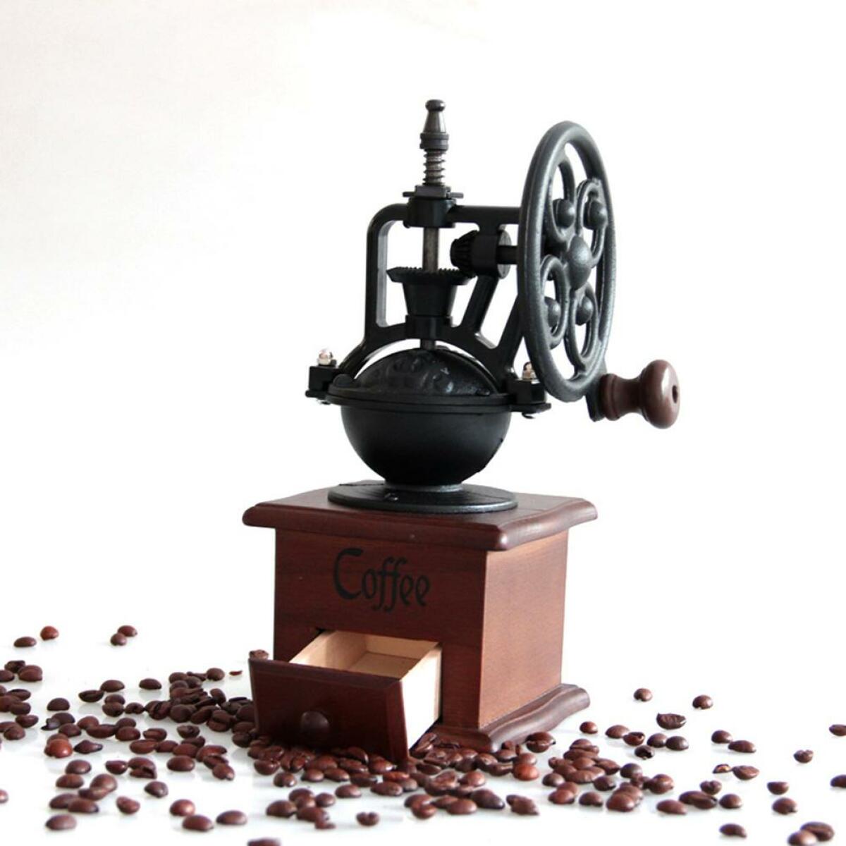 Moulin à café artisanal rétro, grande roue, cafetière, machine à café, créativité domestique, moulin à farine, petite machine à café | Moulin à café électrique(Rouge)