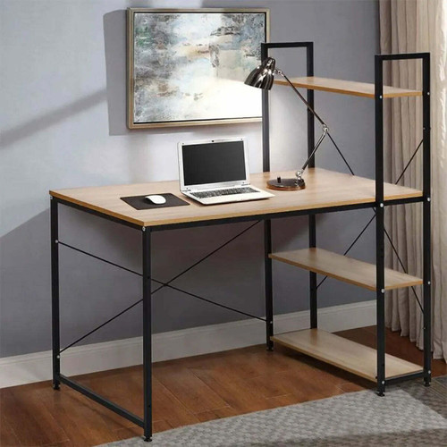 Bureau et table enfant Table de bureau avec étagère de rangement en bois structure en métal noir Colorado 120X64XH120 cm+Urban Living
