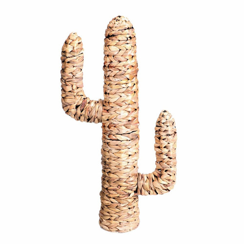 Urban Living - Cactus en jacinthe d'eau tressée Natural Living - H. 80 cm - Marron Urban Living  - Statues Beige
