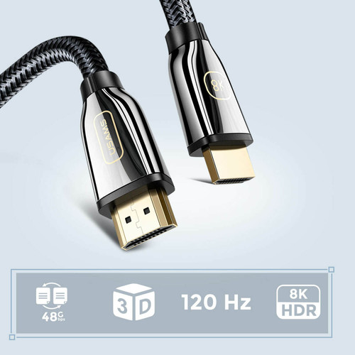Câble antenne Câble Adaptateur HDMI 2.1 Ultra HD 8K Tressé Résistant 5 mètres Noir Usams