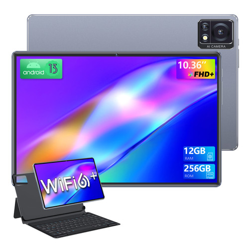 VANWIN - Tablette Tactile-Y83(WIFI)-10.36 Pounes+ 2000*1200 FHD - 12Go RAM +256Go ROM-Android 13 -WIFI6-7000mAh-Bleu Pâle-Avec Bookover+Clavier VANWIN - Tablette Android