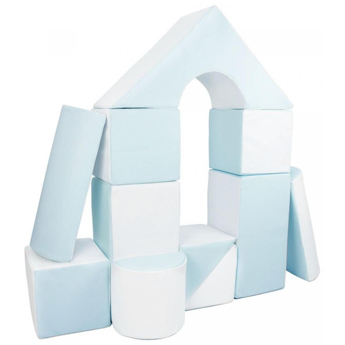 Briques et blocs Velinda Set de 11 blocs en mousse pour le jeu blanc, bleu (pastel)