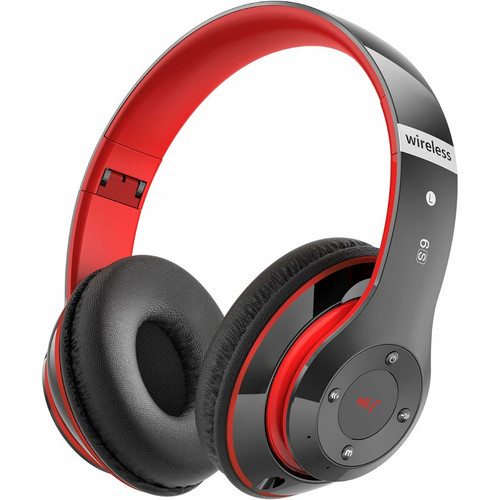 Vendos85 - Casque Bluetooth sans Fil 40 Heures avec Microphone HD Intégré rouge noir Vendos85  - Casque Bluetooth Casque