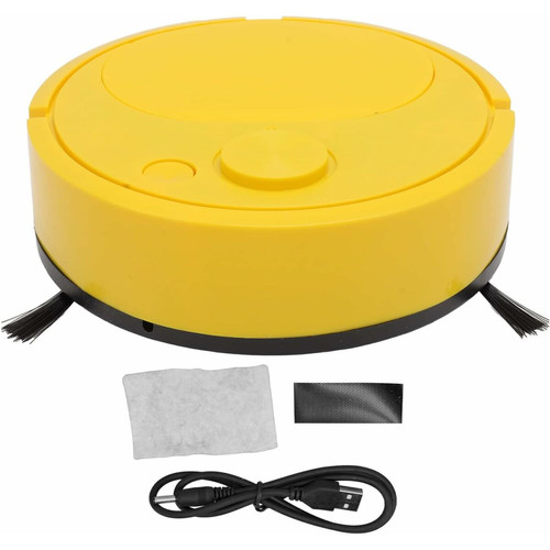 Vendos85 - aspirateur robot rechargeable par USB, pour poils d'animaux, tapis durs jaune Vendos85  - Aspirateur robot