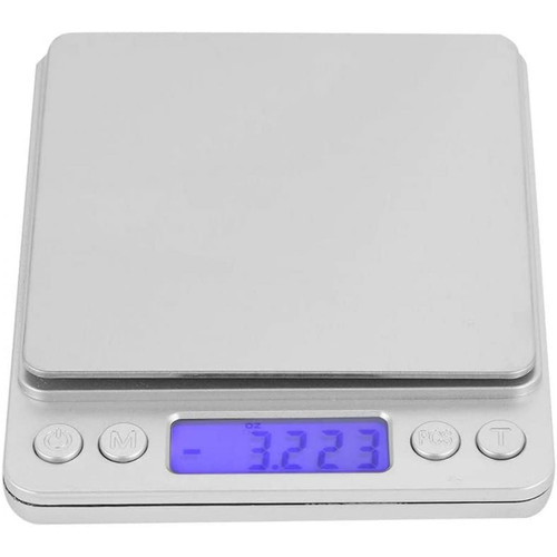 Vendos85 - Balance de Cuisine Numérique en Acier Inoxydable de Haute Précision 500g/0.01g avec Ecran LCD gris - Vendos85