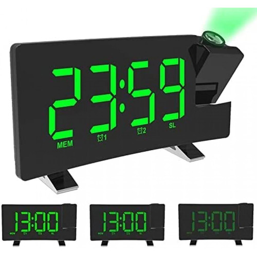 Vendos85 - radio Réveil à Projection FM avec LED vert noir - Vendos85