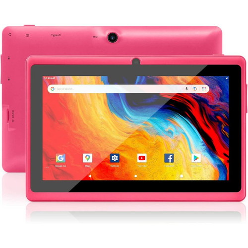Vendos85 - Tablette Tactile 7 Pouces, Android 10 Tablette PC, 2Go RAM + 32Go ROM, 128Go Extensible, 1024 * 600 HD IPS, WiFi, 2500mAh, Bluetooth, Double Caméra, Rose Vendos85  - Tablette tactile