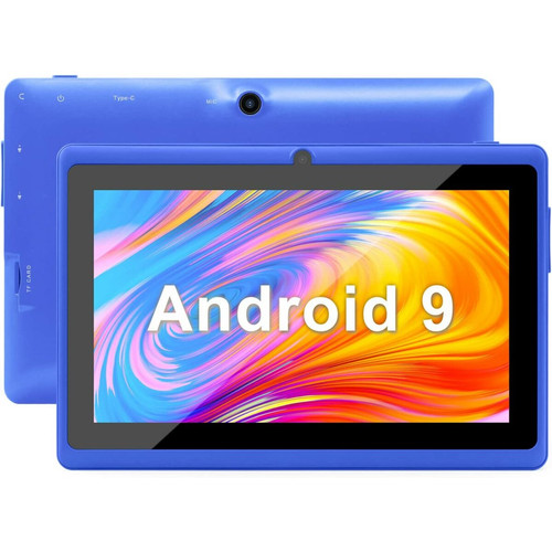 Tablette Android Vendos85 Tablette Tactile 7 Pouces, Android 9 - Tablette PC, 1Go RAM + 16Go ROM, Quad Core, 1024 * 600 HD IPS, WiFi, 2500mAh, Bluetooth, Double Caméra, pour Enfants & Adultes, bleu