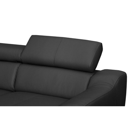 VENESETTI - Canapé d'angle en cuir italien de luxe 5 places ASTRA, noir, angle gauche
