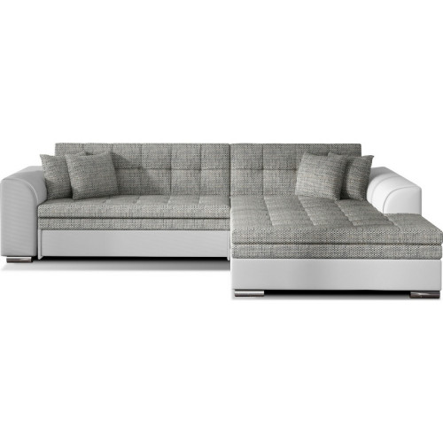 VENESETTI - Canapé d'angle convertible en tissu gris et simili blanc de qualité, 5 places, angle droit (vu de face) - SOHO VENESETTI  - Maison Gris