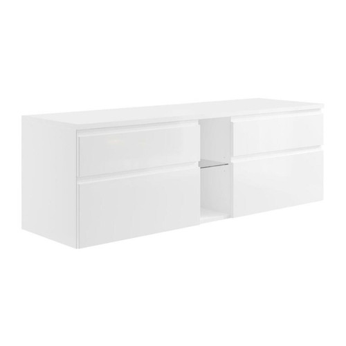Vente-Unique - Meuble sous vasque suspendu - Blanc - 150 cm - MAGDALENA II Vente-Unique  - meuble bas salle de bain Gris ceruse et blanc