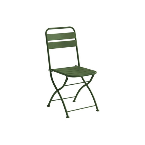 Ensembles tables et chaises Salle à manger de jardin pliante en métal - une table L.60 cm et 2 chaises pliantes - Kaki - MIRMANDE de MYLIA