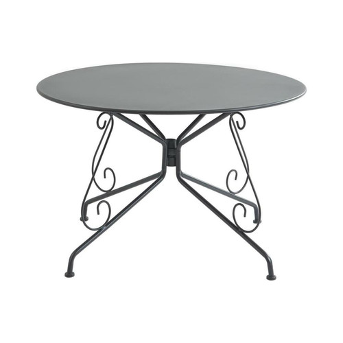 Vente-Unique - Table de jardin D.120 cm en métal façon fer forgé - Anthracite - GUERMANTES de MYLIA Vente-Unique  - Ensembles tables et chaises Ronde