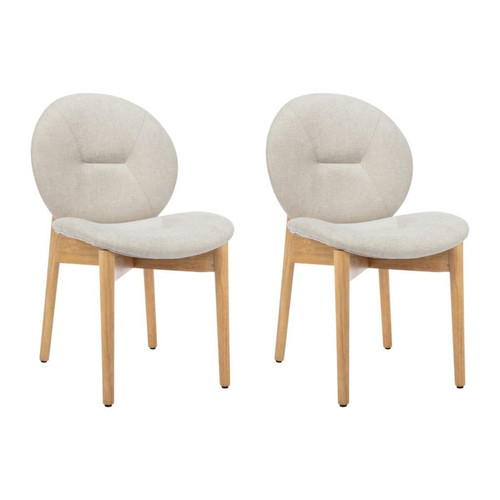 Vente-Unique - Lot de 2 chaises en tissu et bois d'hévéa - Beige - ISADIO Vente-Unique - Chaises Non empilable