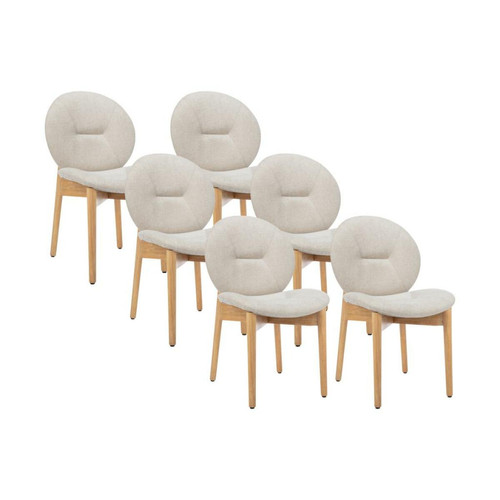 Vente-Unique - Lot de 6 chaises en tissu et bois d'hévéa - Beige - ISADIO Vente-Unique  - Chaises Design