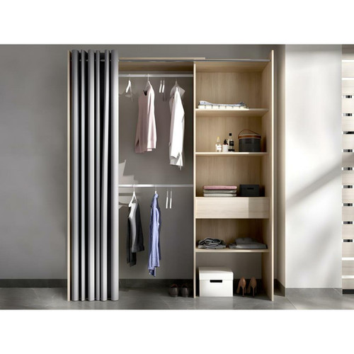Vente-Unique - Dressing extensible LAURENT - L.110/160 cm - Coloris : Chêne et gris - Armoire 2 portes