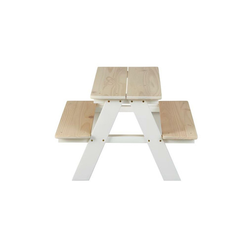 Vente-Unique Table & Banc Enfant "Henning" 90cm Blanc & Naturel
