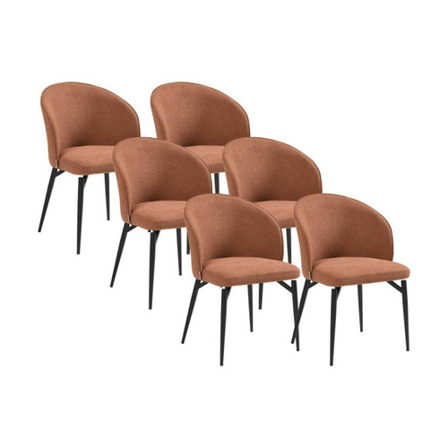 Vente-Unique - Lot de 6 chaises en tissu et métal - Terracotta - GILONA Vente-Unique  - Chaises Métal