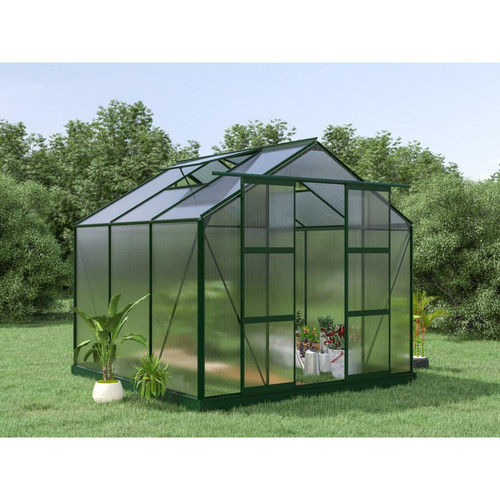 Vente-Unique - Serre de Jardin en polycarbonate de 5,9 m² avec embase - Vert -  ANISSA Vente-Unique  - Serres en verre