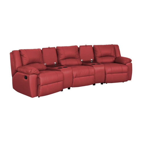 Salons complets Canapé 3 places et un fauteuil relax en cuir AROMA - Rouge