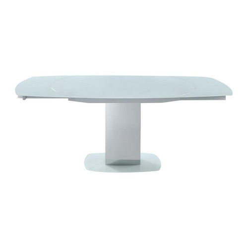 Vente-Unique Table à manger extensible TALICIA - Verre trempé & métal - 6 à 8 couverts - Coloris Blanc