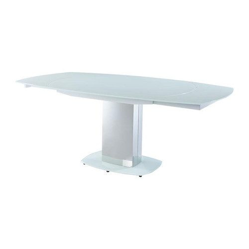 Tables à manger Table à manger extensible TALICIA - Verre trempé & métal - 6 à 8 couverts - Coloris Blanc