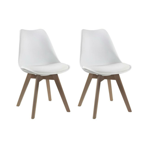 Vente-Unique - Lot de 2 chaises JODY - Polypropylène et Hêtre - Blanc Vente-Unique  - Chaises Scandinave
