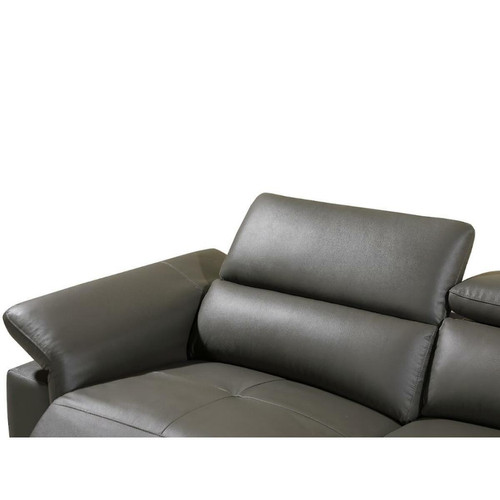 Canapés Canapé d'angle relax électrique en cuir PASCALINE - Anthracite - Angle droit