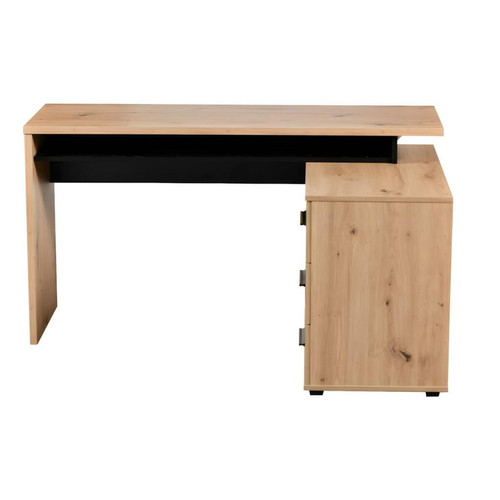 Bureau et table enfant Bureau d'angle DEVEN avec rangements - 3 tiroirs - Coloris : Chêne et noir