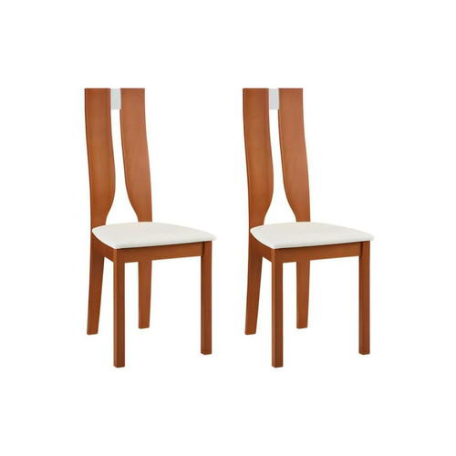 Vente-Unique - Lot de 2 chaises SILVIA - Hêtre massif - Merisier et blanc Vente-Unique  - Chaises Bois