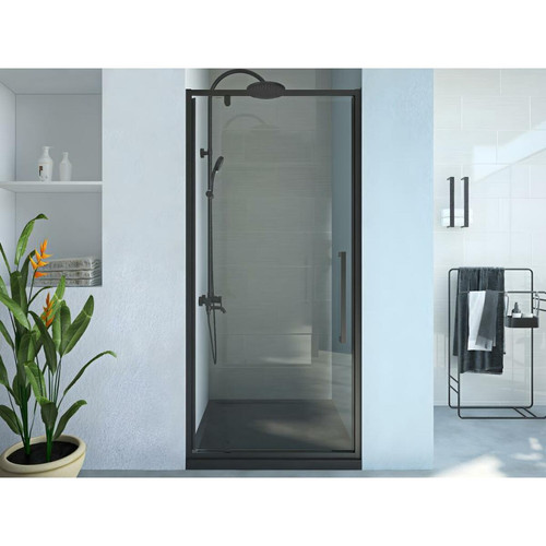 Vente-Unique - Porte de douche pivotante en métal noir mat au style industriel - 80 x 195 cm - TAMRI Vente-Unique  - Cabine douche porte pivotante