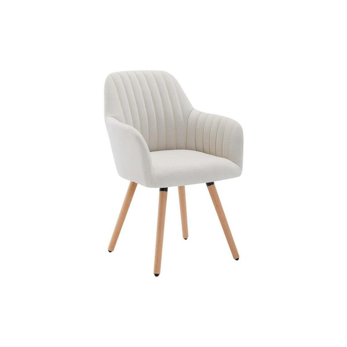vente-unique chaise avec accoudoirs - tissu et métal effet bois - crème - eleana