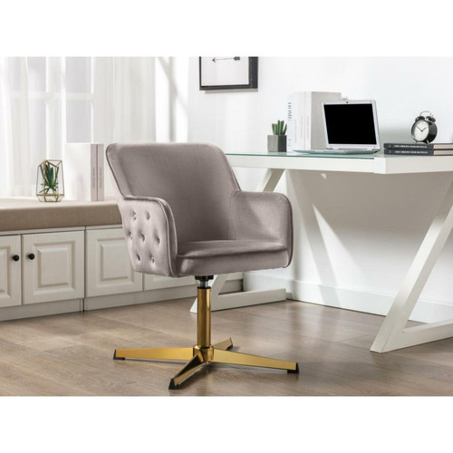 Vente-Unique - Chaise de bureau - Velours - Taupe - CAPULI Vente-Unique  - Table chaise enfant Bureau et table enfant