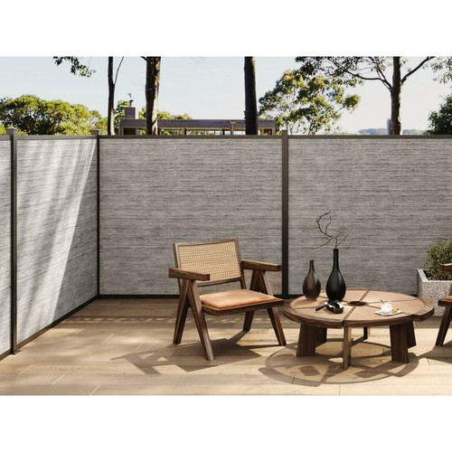 Vente-Unique - Panneaux de clôture à poser H.156 cm - kit 6 lames composite + 1 poteau gris clair - ENOLA Vente-Unique  - Clôture en composite