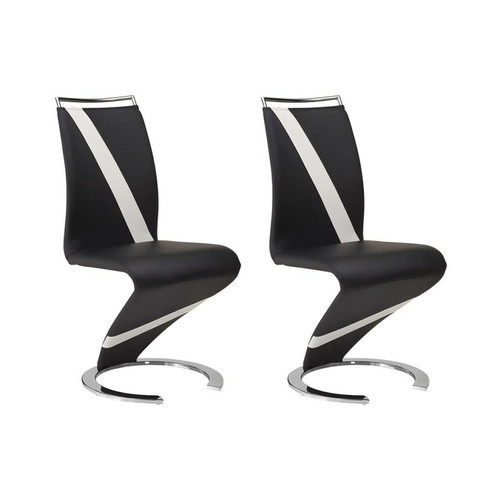 Vente-Unique - Lot de 2 chaises TWIZY - Simili noir & blanc Vente-Unique  - Canape cuir blanc design