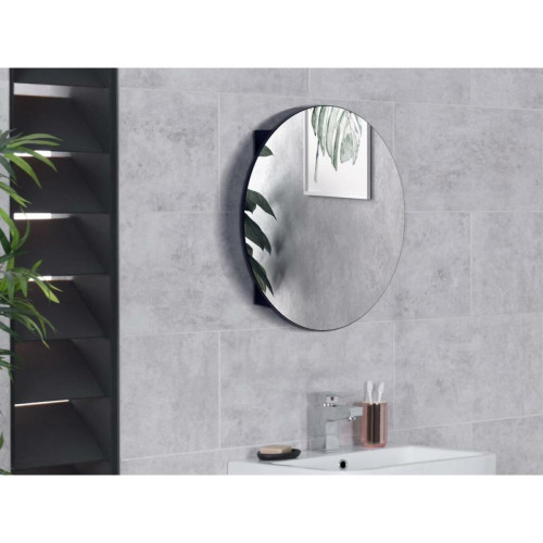 Vente-Unique - Armoire murale de salle de bain ovale avec miroir – Noir – RURI Vente-Unique  - Armoire murale