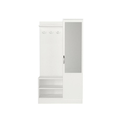 Vente-Unique Vestiaire avec 1 porte, 2 niches et 1 miroir - Blanc - WINONA