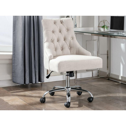 Vente-Unique - Chaise de bureau - Tissu - Beige - Hauteur réglable - MERVIA Vente-Unique  - Bureaux