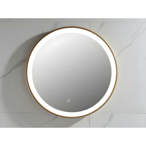 Vente-Unique - Miroir de salle de bain lumineux rond doré avec Leds  - D. 60 cm - NUMEA Vente-Unique  - Miroir de salle de bain Lumineux