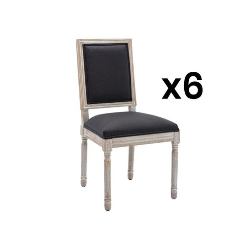 Vente-Unique - Lot de 6 chaises en tissu et bois d'hévéa - Noir - AMBOISETTE Vente-Unique  - Chaises Noir