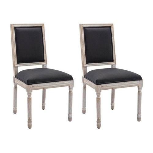 Chaises Vente-Unique Lot de 2 chaises en tissu et bois d'hévéa - Noir - AMBOISETTE