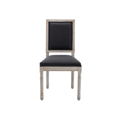 Vente-Unique Lot de 2 chaises en tissu et bois d'hévéa - Noir - AMBOISETTE