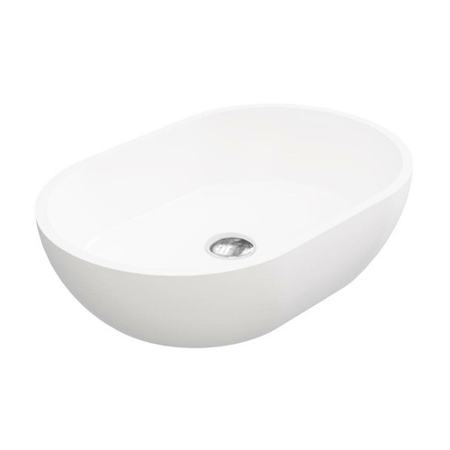 Vente-Unique Vasque de salle de bain ovale en solid surface - Blanc - 58 cm - SENGLI